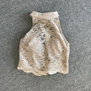 Tan lace halter top